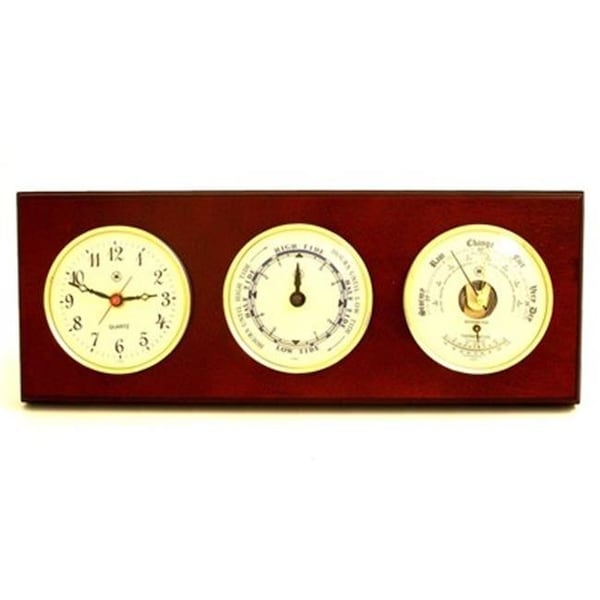 Bey Berk International Bey-Berk International WS218 Brass Quartz Tide Clock & Barometer with Thermometer - Mahogany WS218 - main